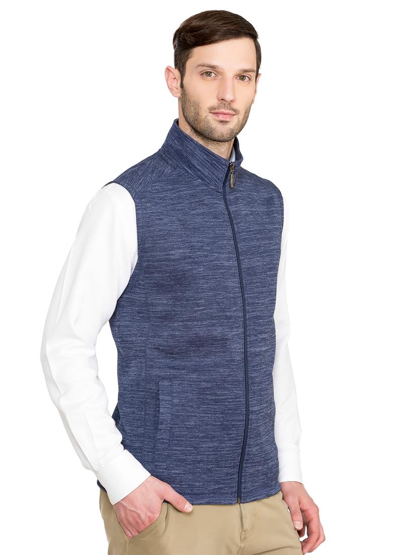 blue solid casual jacket - 16551643 - Zoom Image - 2