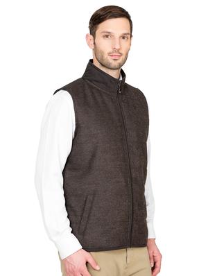 brown solid casual jacket - 16551656 - Standard Image - 2