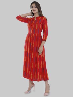 printed flared kurta - 16551707 - Standard Image - 2