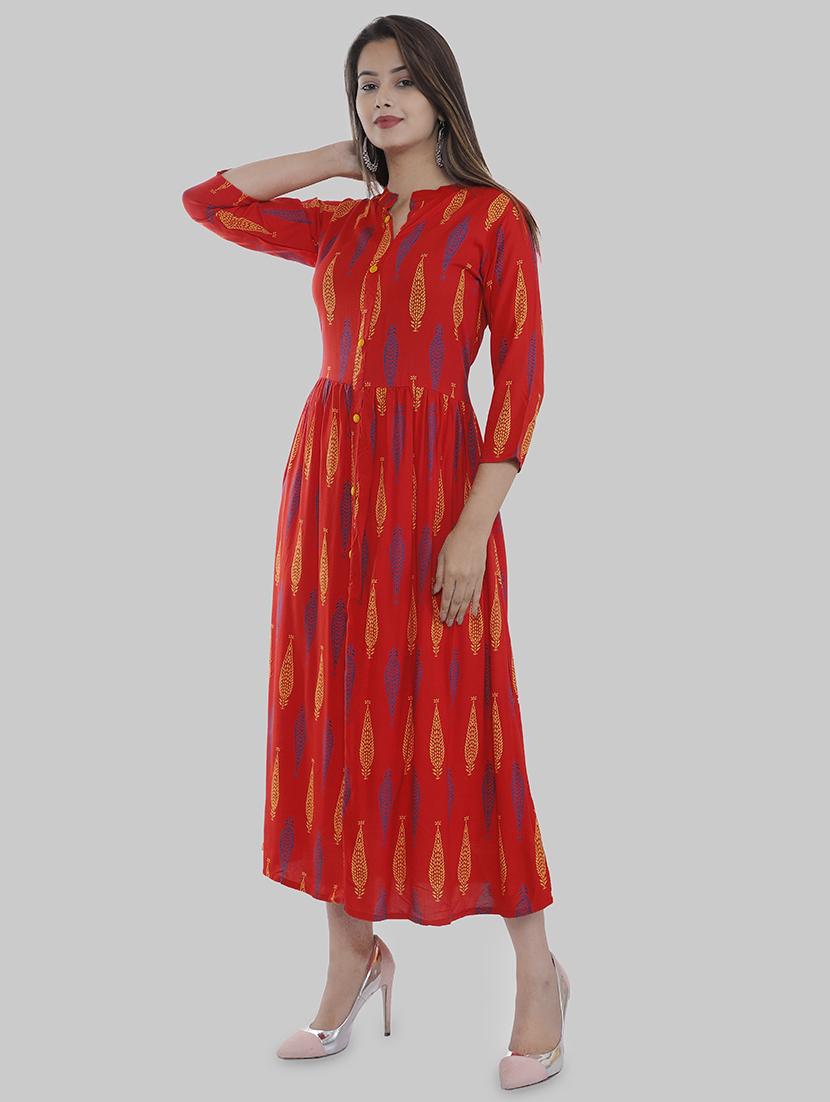 printed flared kurta - 16551707 - Zoom Image - 2