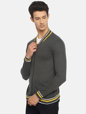 grey solid casual jacket - 16552029 - Standard Image - 2