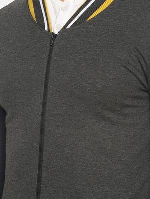 grey solid casual jacket - 16552029 - Standard Image - 5