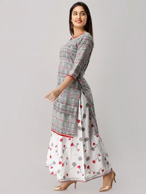 printed kurta with palazzo set - 16552063 - Standard Image - 2