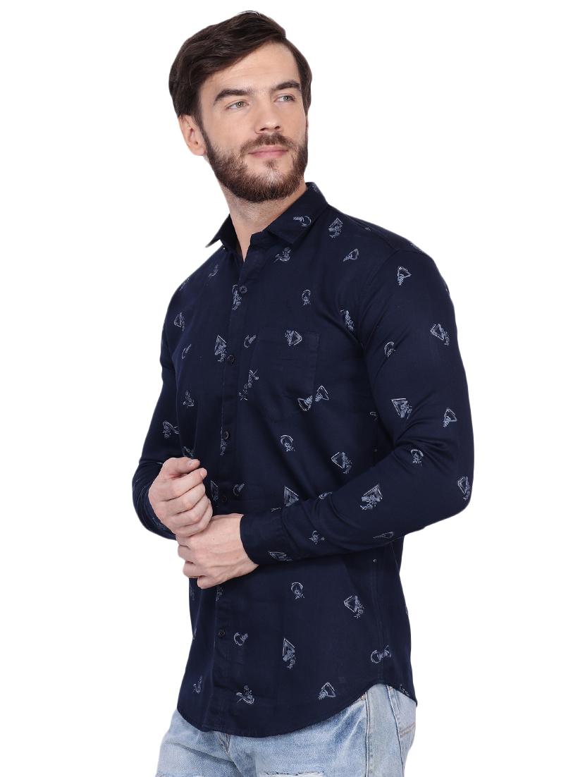 navy blue printed casual shirt - 16552077 - Zoom Image - 2