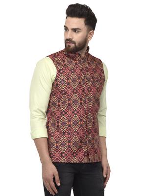 multi colored printed nehru jacket - 16552150 - Standard Image - 2
