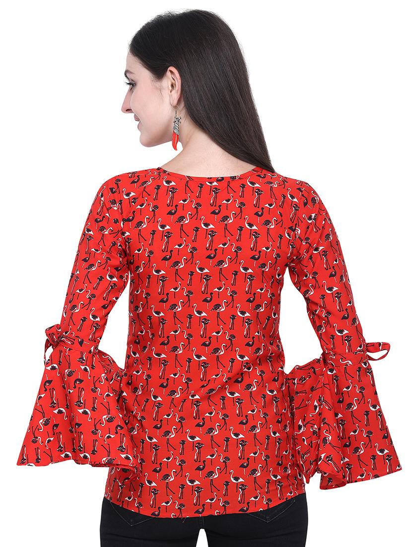 bell sleeved animal print top - 16552228 - Zoom Image - 2