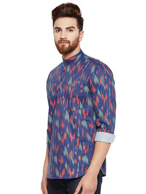 navy blue printed casual shirt - 16552801 - Standard Image - 2