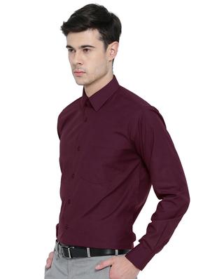 maroon solid formal shirt - 16552846 - Standard Image - 2