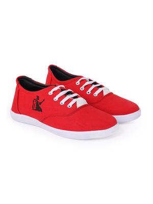 red canvas lace up sneakers - 16552897 - Standard Image - 2