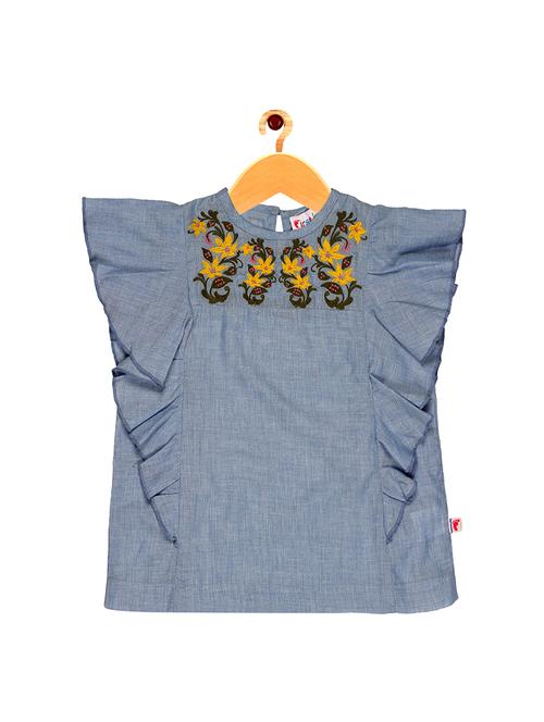 frill trim floral embroidered top - 16553059 - Standard Image - 1