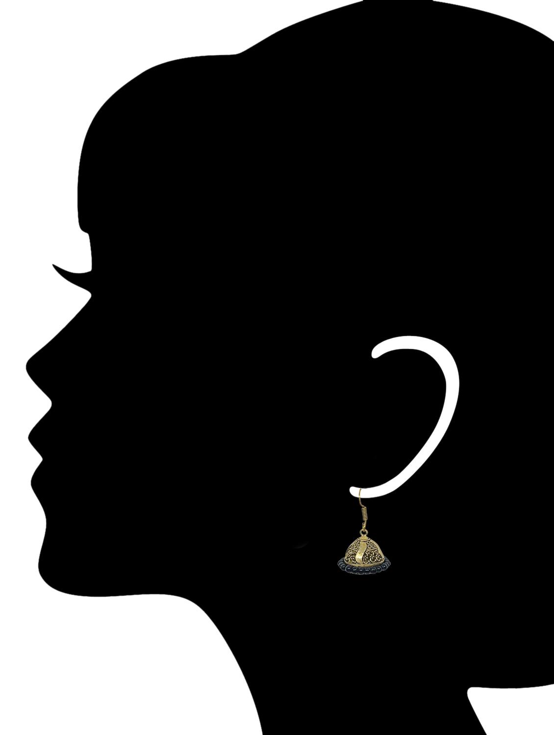 black metal jhumka earring - 16553097 - Zoom Image - 2