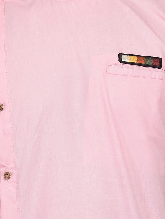 pink solid asymmetric short kurta - 16553193 - Zoom Image - 5