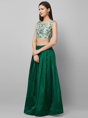 contrast flared lehenga - 16554767 - Standard Image - 2