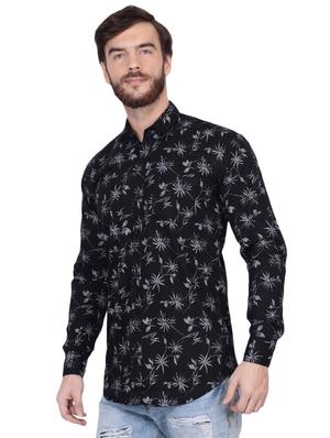 black floral print casual shirt - 16554896 - Standard Image - 2