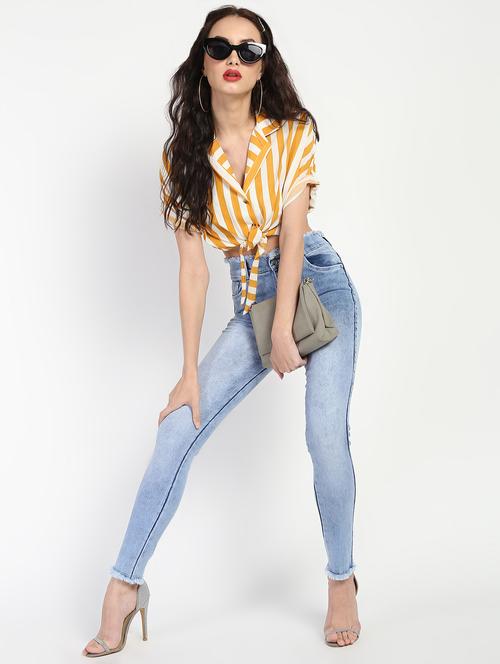 frayed hem stone washed jeans - 16554938 - Standard Image - 1