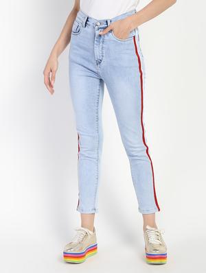 high rise side taped jeans - 16554958 - Standard Image - 2