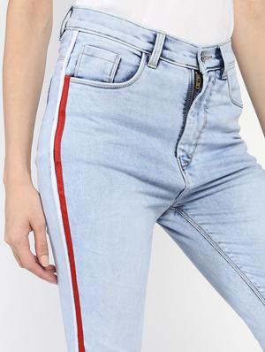 high rise side taped jeans - 16554958 - Standard Image - 5