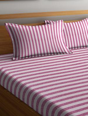 cotton double bedsheet with 2 pillow covers - 16555799 - Standard Image - 2