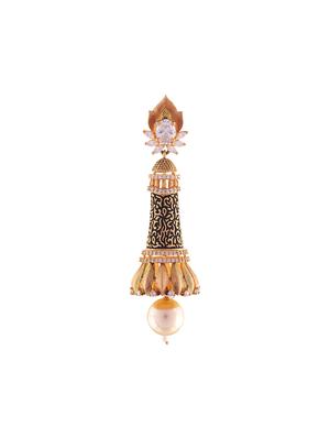 gold brass jhumka earring - 16555941 - Standard Image - 2