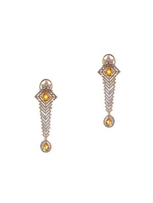 orange brass drop earring - 16555945 - Standard Image - 2