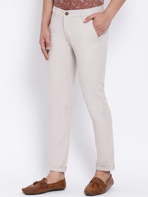 off white solid chinos - 16555998 - Standard Image - 2