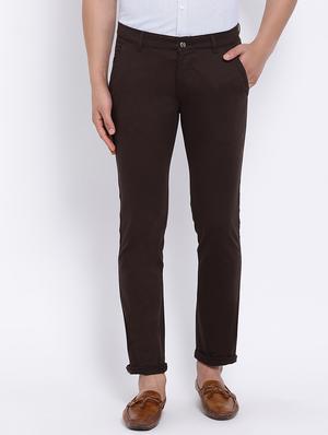 brown solid chinos - 16556004 - Standard Image - 2