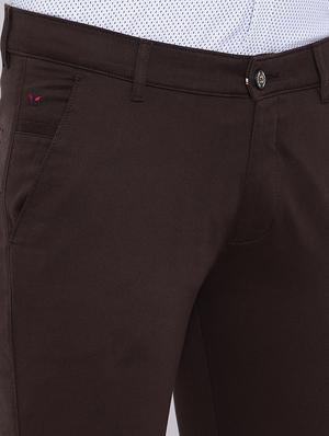 brown solid chinos - 16556004 - Standard Image - 5