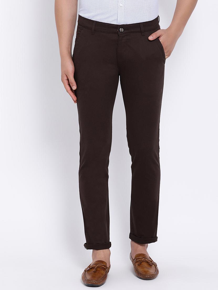 brown solid chinos - 16556004 - Zoom Image - 2