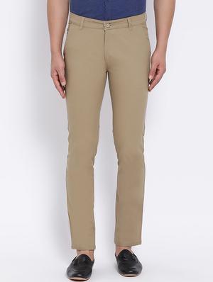 beige solid chinos - 16556006 - Standard Image - 2