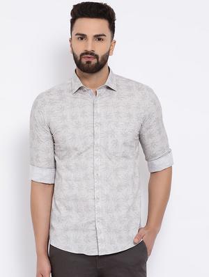 grey printed casual shirt - 16556035 - Standard Image - 2