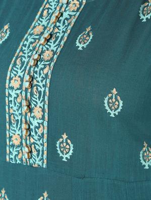 block printed anarkali kurta with dupatta set - 16556746 - Standard Image - 5