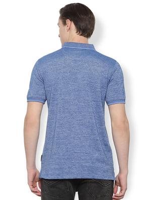 blue self design polo t-shirt - 16557992 - Standard Image - 2