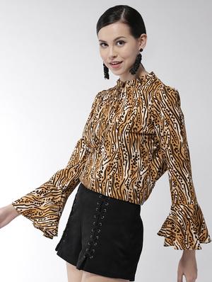 bell sleeved animal print top - 16558129 - Standard Image - 2