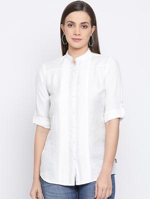 pleat detail solid shirt - 16558610 - Standard Image - 2