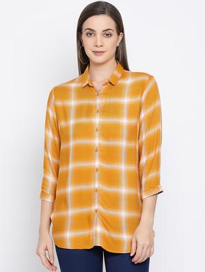 curved hem checkered shirt - 16558614 - Standard Image - 2
