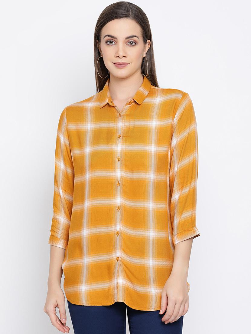 curved hem checkered shirt - 16558614 - Zoom Image - 2