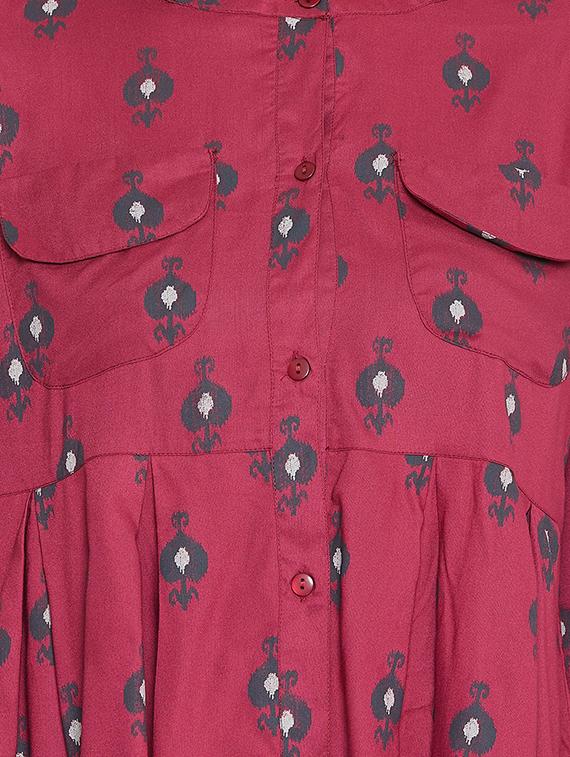 mandarin neck high low shirt - 16559406 - Zoom Image - 5