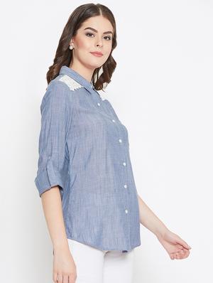 lace detail button up shirt - 16559407 - Standard Image - 2