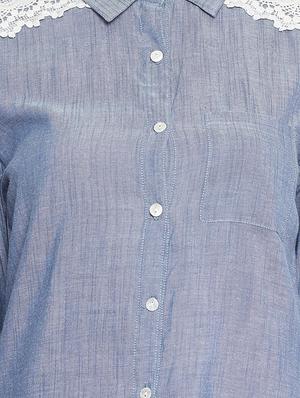 lace detail button up shirt - 16559407 - Standard Image - 5