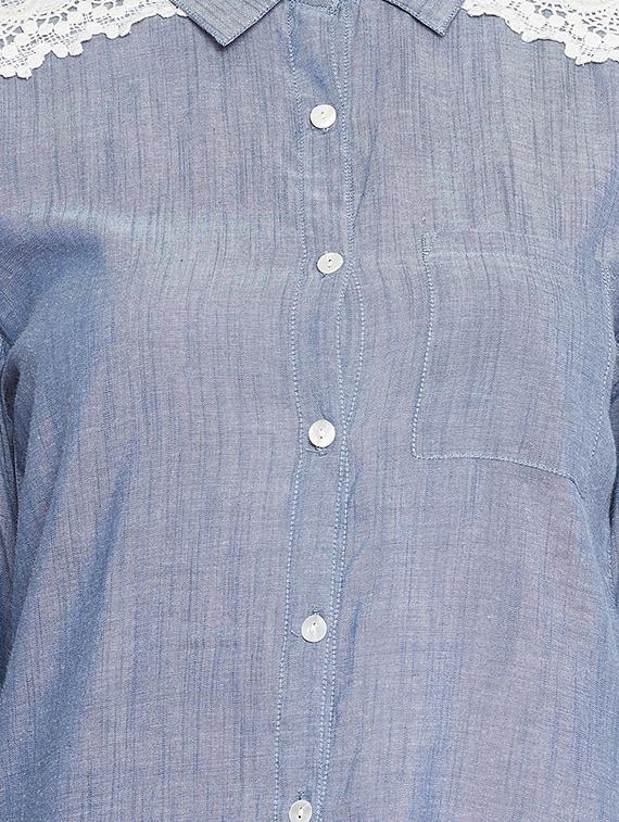 lace detail button up shirt - 16559407 - Zoom Image - 5