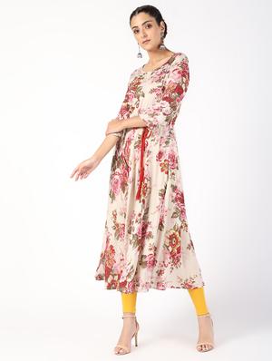 floral printed flared kurta - 16559648 - Standard Image - 2