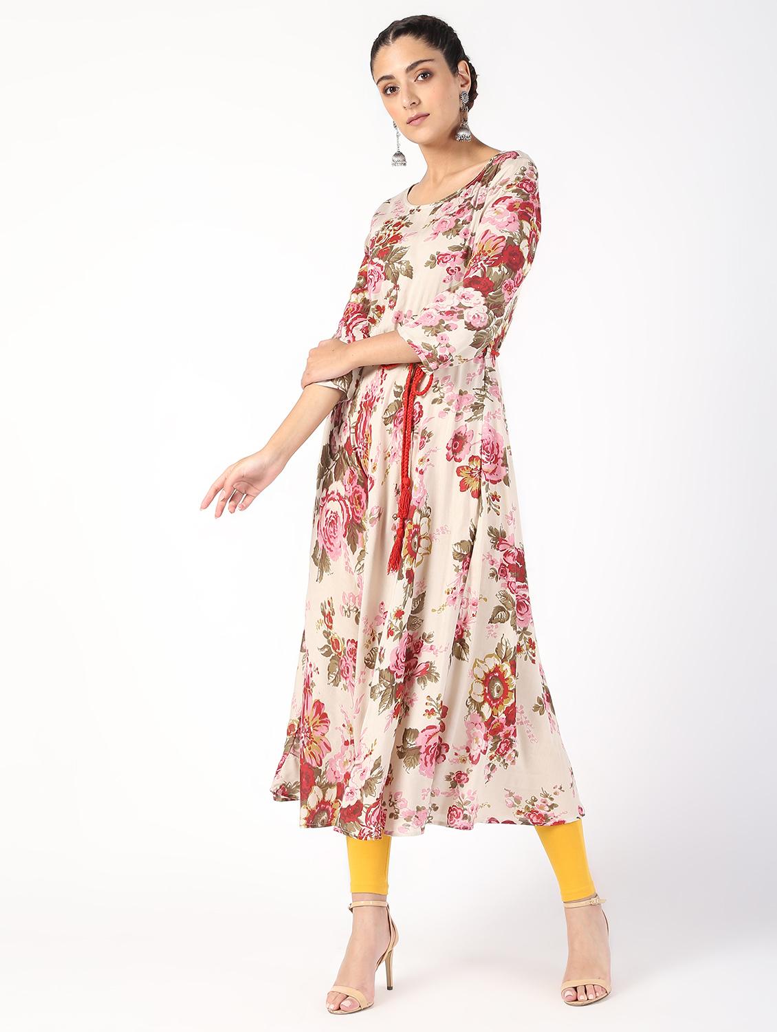 floral printed flared kurta - 16559648 - Zoom Image - 2