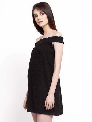off shoulder embroidered a-line dress - 16559990 - Standard Image - 2