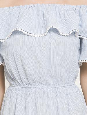 off shoulder striped a-line dress - 16559997 - Standard Image - 5