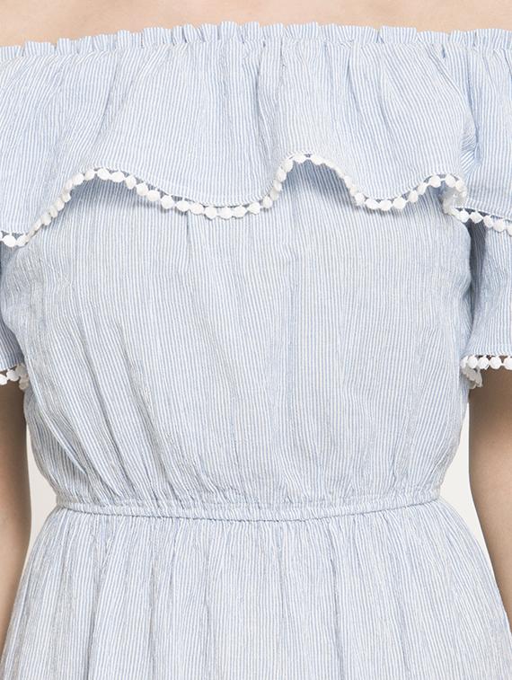 off shoulder striped a-line dress - 16559997 - Zoom Image - 5
