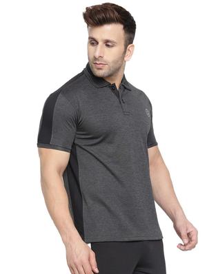 grey solid polo t-shirt - 16561159 - Standard Image - 2