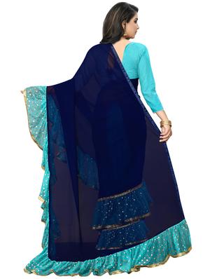 ruffle fusion saree with blouse - 16561519 - Standard Image - 2