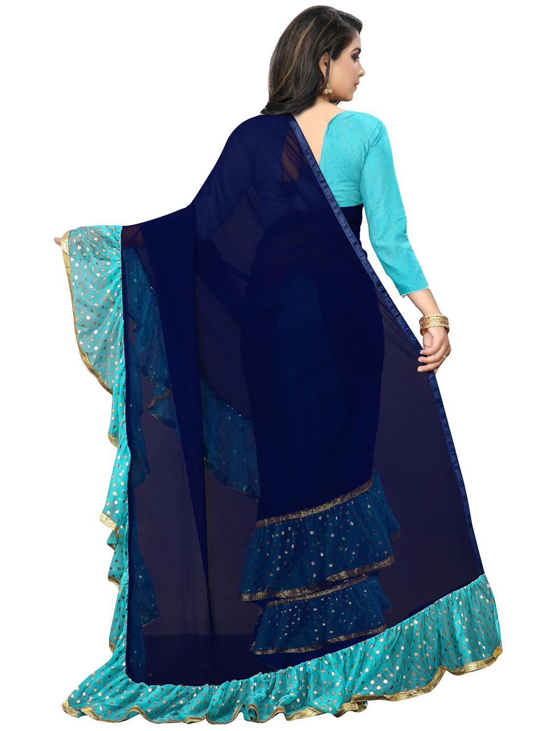 ruffle fusion saree with blouse - 16561519 - Zoom Image - 2