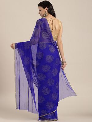 floral bordered saree with blouse - 16561529 - Standard Image - 2