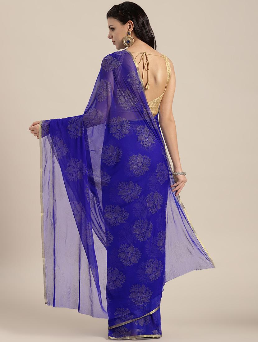 floral bordered saree with blouse - 16561529 - Zoom Image - 2
